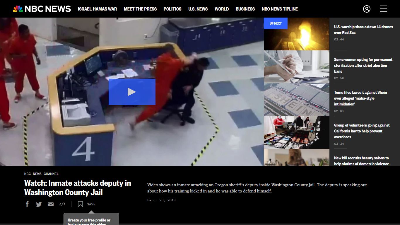 Watch: Inmate attacks deputy in Washington County Jail - NBC News