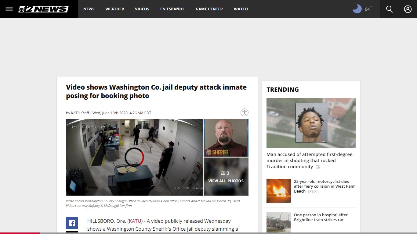 Video shows Washington Co. jail deputy attack inmate posing for booking ...
